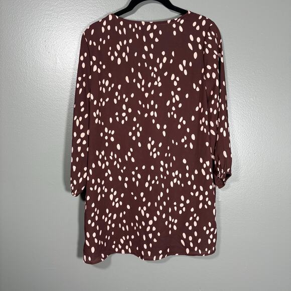 Bobeau Women's Dark Purple & Pink Polka Dot Blouse - Size Small - Tunic Length - Picture 6 of 6
